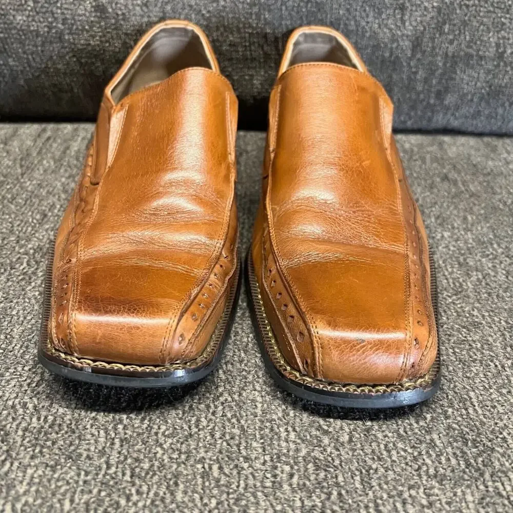 Stacy Adams Men's Dress Shoes Sz 10M Cognac Brown Leather Slip On Loafers Danton